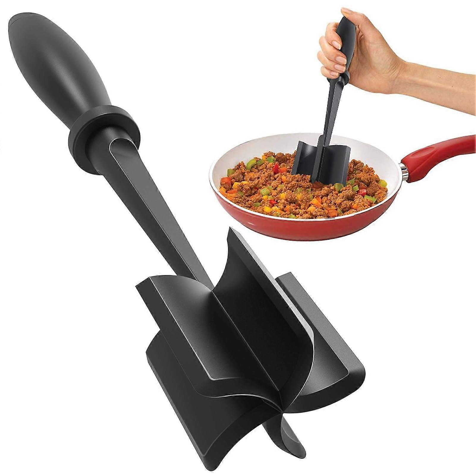Meat Chopper with Pentagonal Design, Heat Resistant for Crushing Hamburger, Steak, and Salad Potatoes