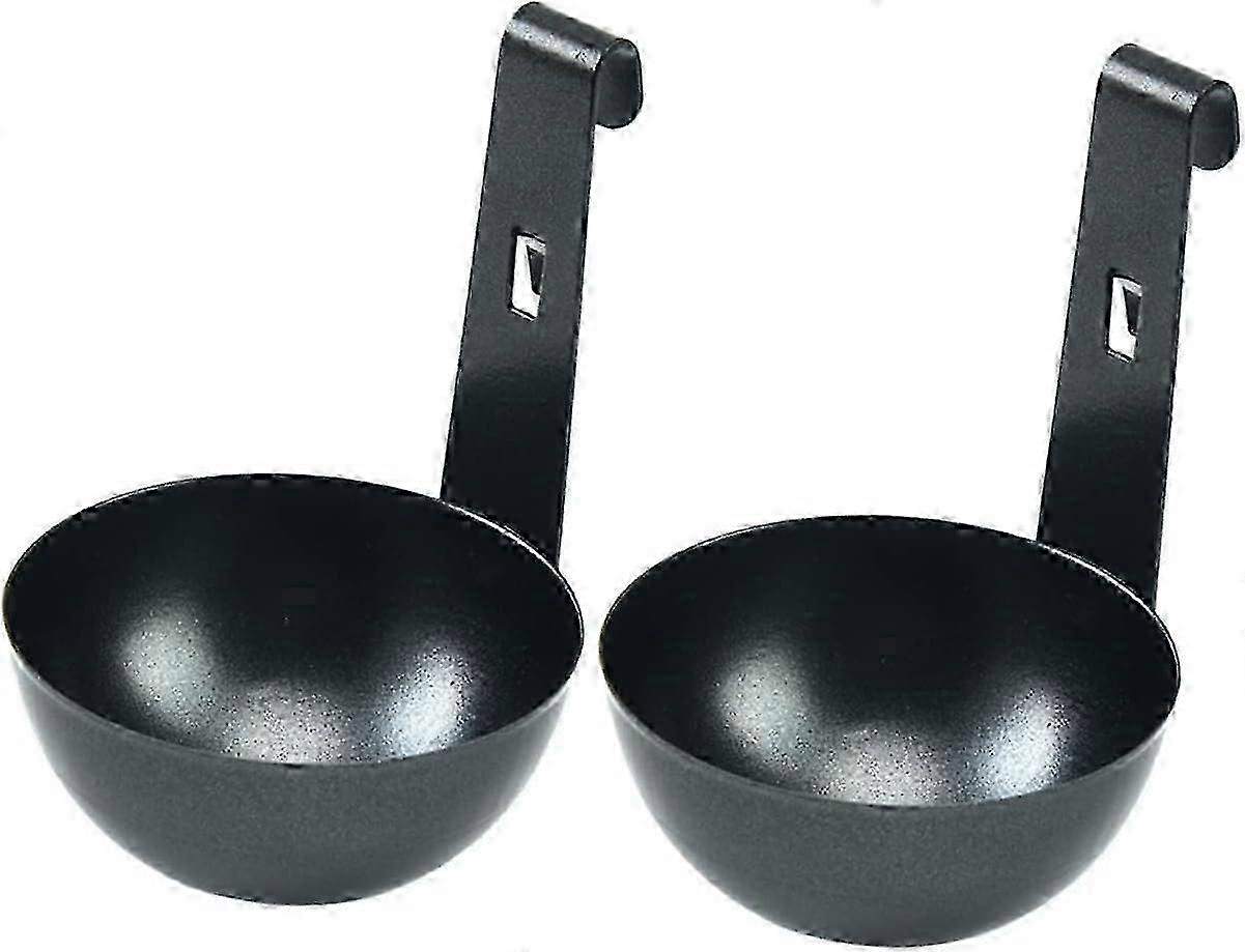 Poached Egg Cups 2pcs Egg Boiler Microwave Cookware Egg Steamer Black Stainless Steel Poached Egg