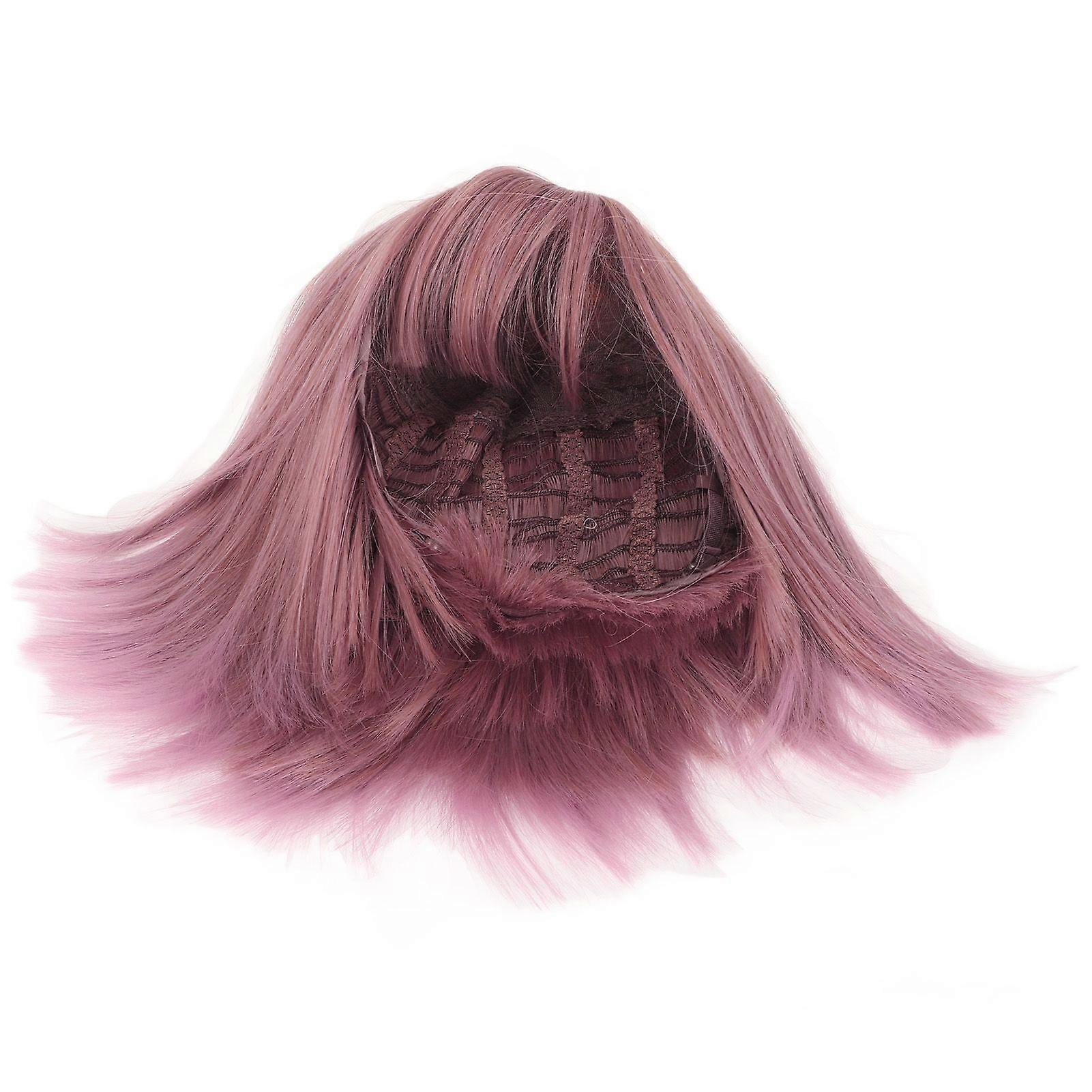 Short Straight Wig with Adjustable Buckle and Bangs