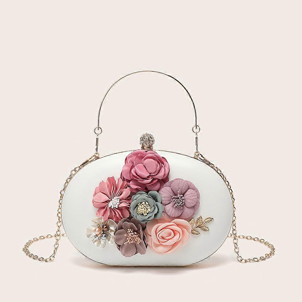 floral design PU Leather Easy Matching Clutch Bag with chain