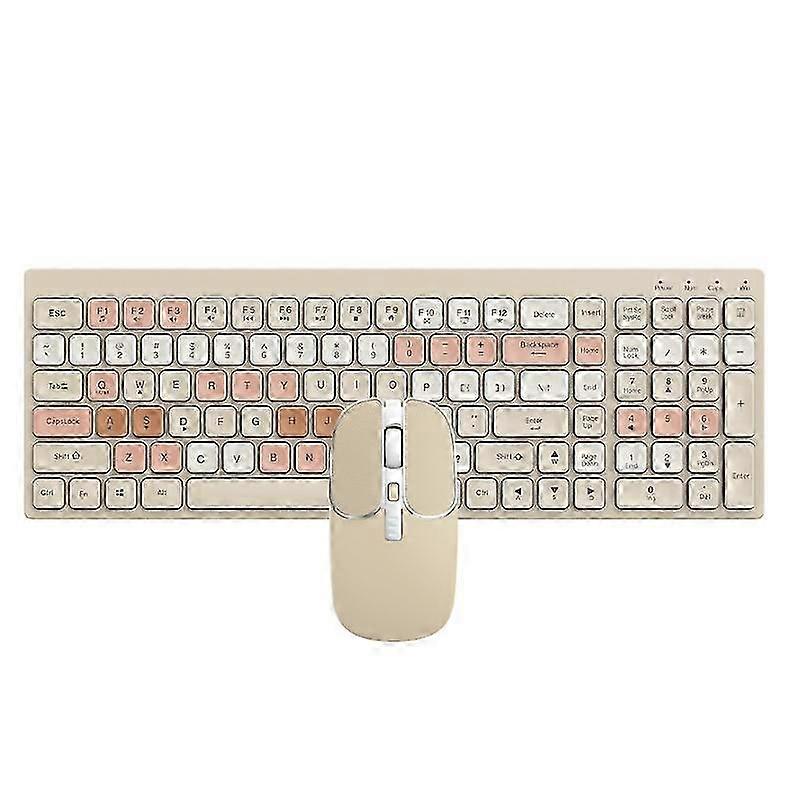 Milk tea color Rechargeable Dual-Mode BT5.0 + 2.4GHz Wireless Keypad Mouse Set for Win7/8/2000