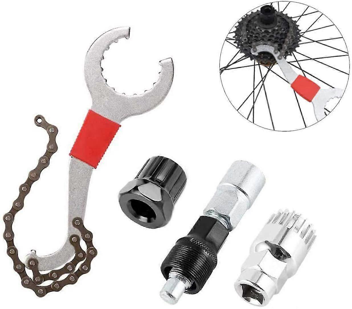 Bicycle Derailleur Cassette Disassembly Tool Kit Multifunction Repair Kit With Chain Whip 5-11 Speed Compatible Tools For Crank, Chain, Axle Disassemb Size 5