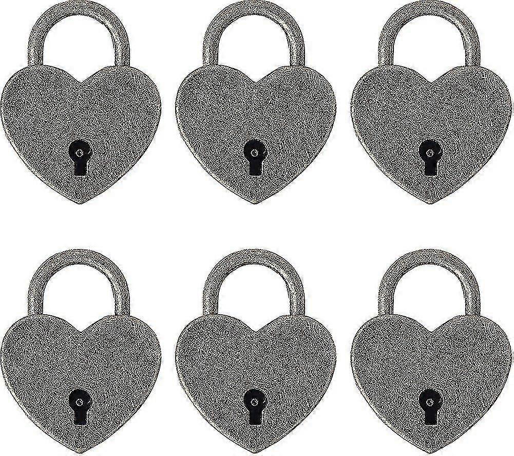 6 Pieces Small Padlock Heart Shaped Antique Padlocks Metal Mini Lock