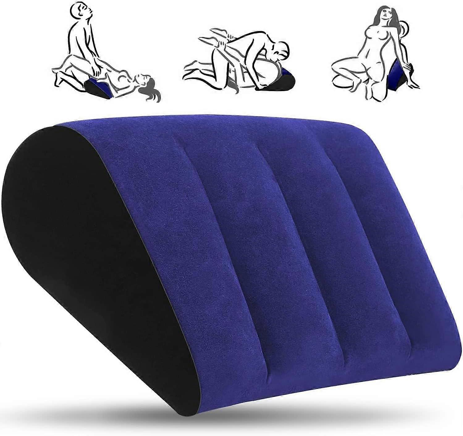 2024 Bed Wedge Pillow for Couples, Inflatable Soft Portable Triangle Cushion, Medium Blue Positioning Support for Yoga