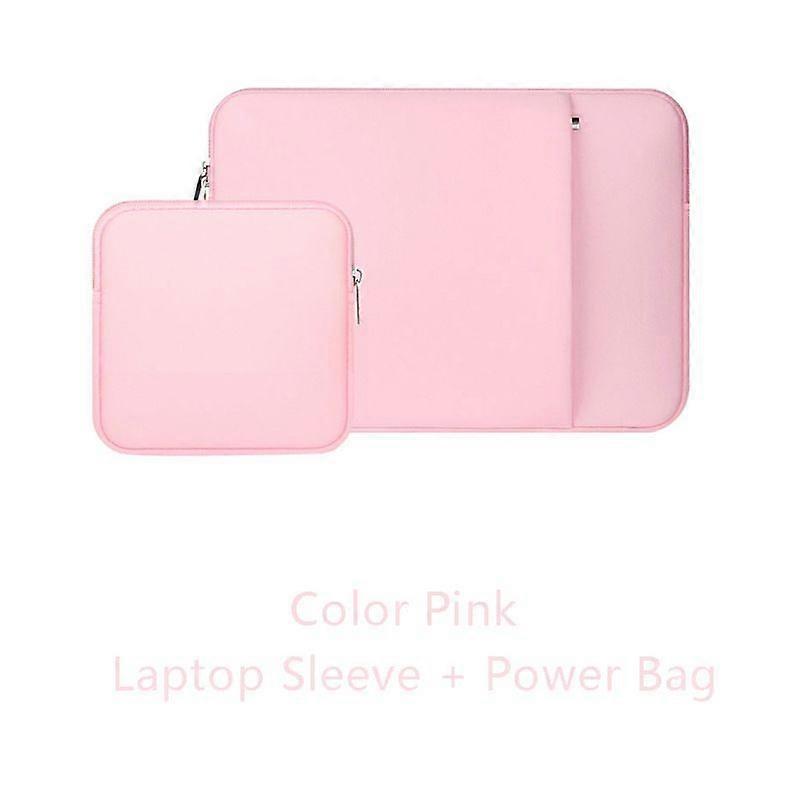 Capa para Laptop de 15,6 Polegadas com Zíper Acolchoado e Bolso Frontal e Bolsa de Acessórios Rosa