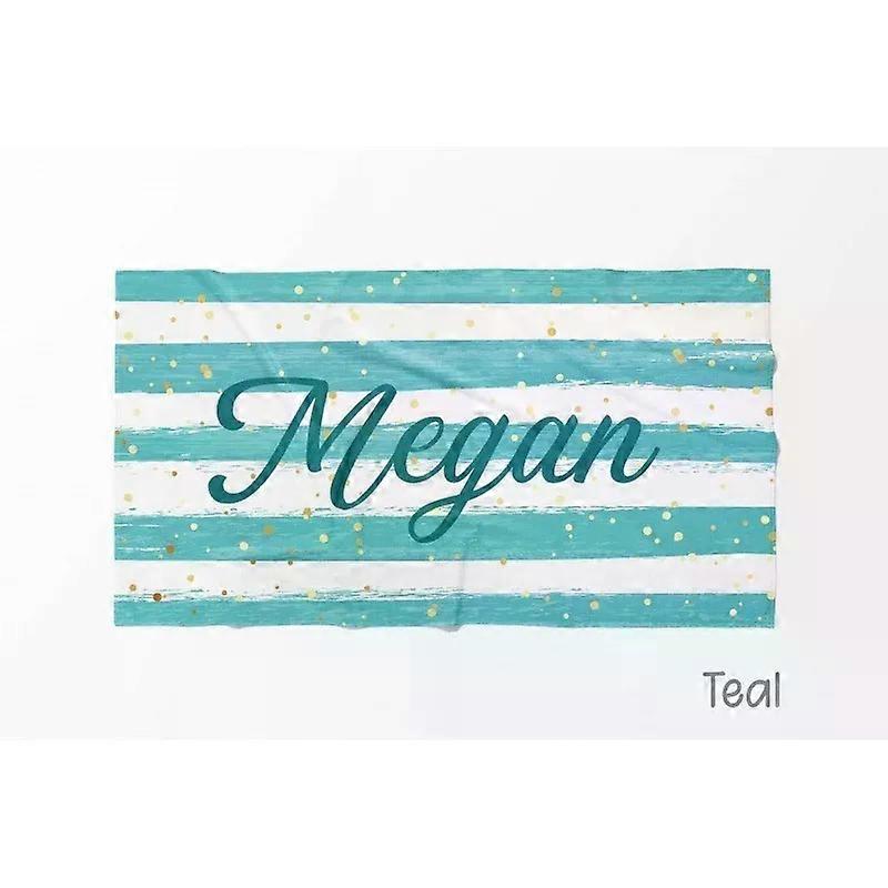 Custom Name Personalized Beach Towel Microfiber Print Letter Towel Creative Colorful Glitter Stripe Summer Beach Bathing Towel