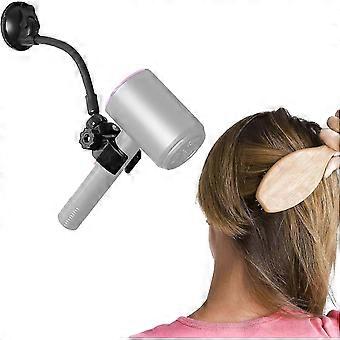 Suporte ajustável do suporte do secador de cabelo, suporte do secador de cabelo de rotação de 360 graus com braço posicionável e ventosa, suporte do secador de cabelo mãos livres para Mir