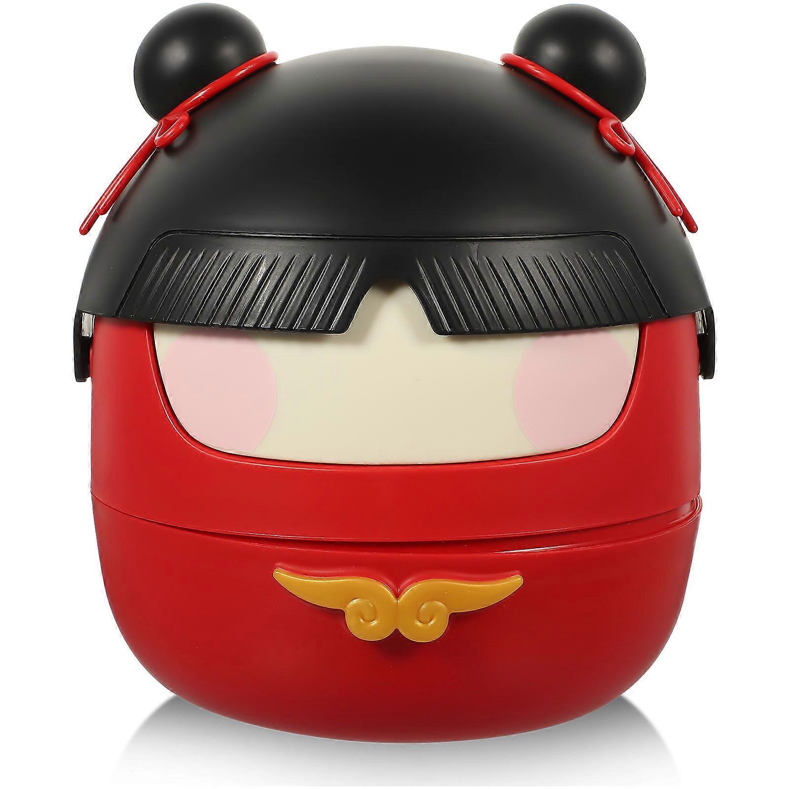 Doll-Shaped Trash Can Red PP with Lid Desk Trash Can for Home Easy Wipe Clean