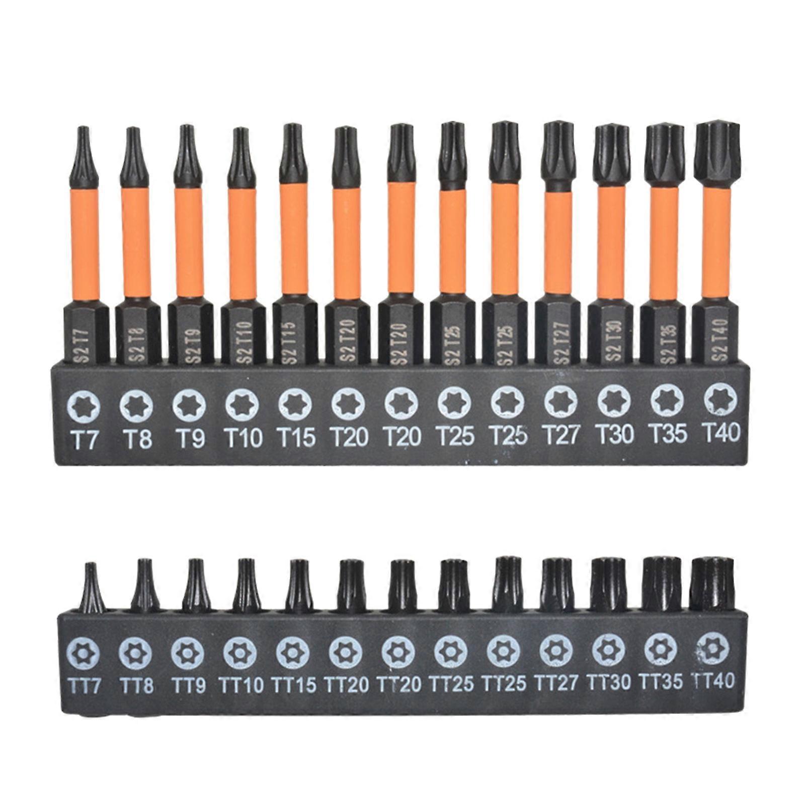26Pieces Torx Head Screwdriver Bit Set Hex Shank Security Tamper Proof Screwdriver Drill Magnetic Screwdriver Bit Tool