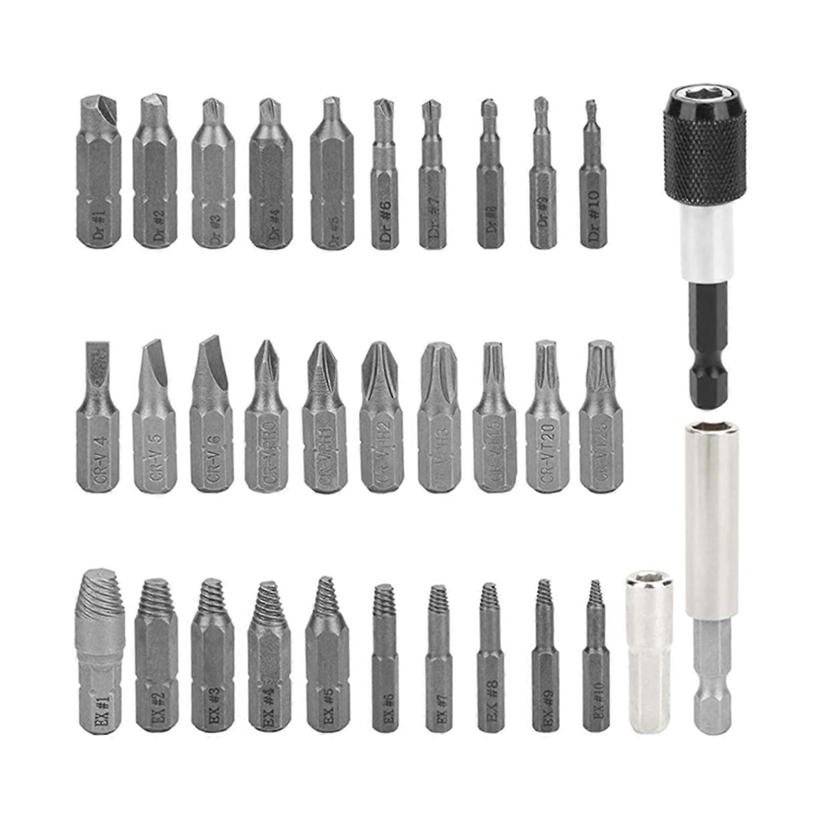 33Pcs/set Damaged Screw Extractor Drill Bits Purpose Tools Broken Speed Out Easy Bolt Stud Stripped Screw Remover Tool Multicolor