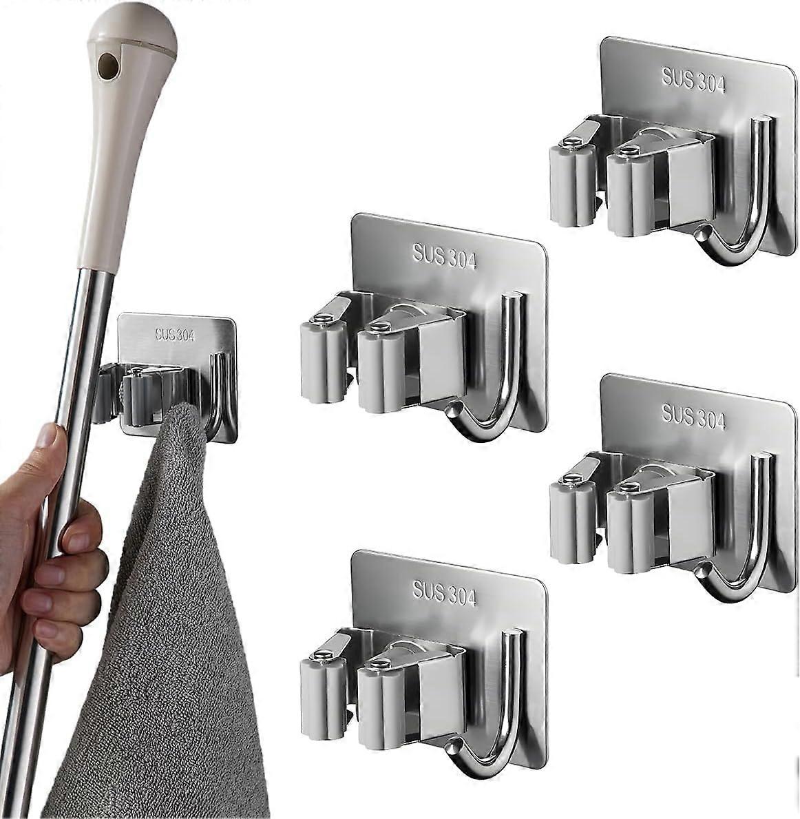 Set RVS wandbezemhouder