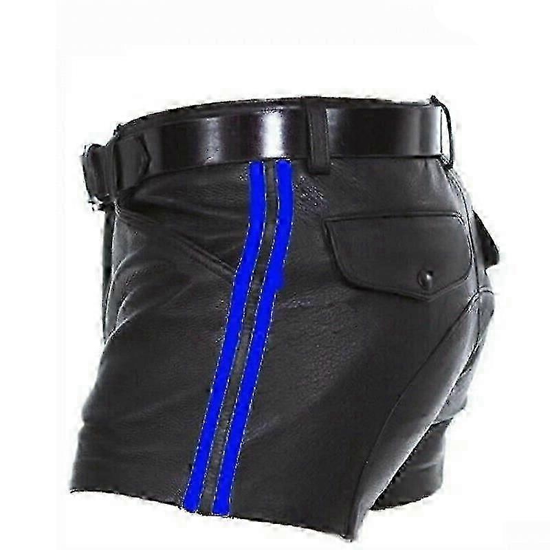 PU raidalliset rennot lyhyet nahkashortsit, miehille