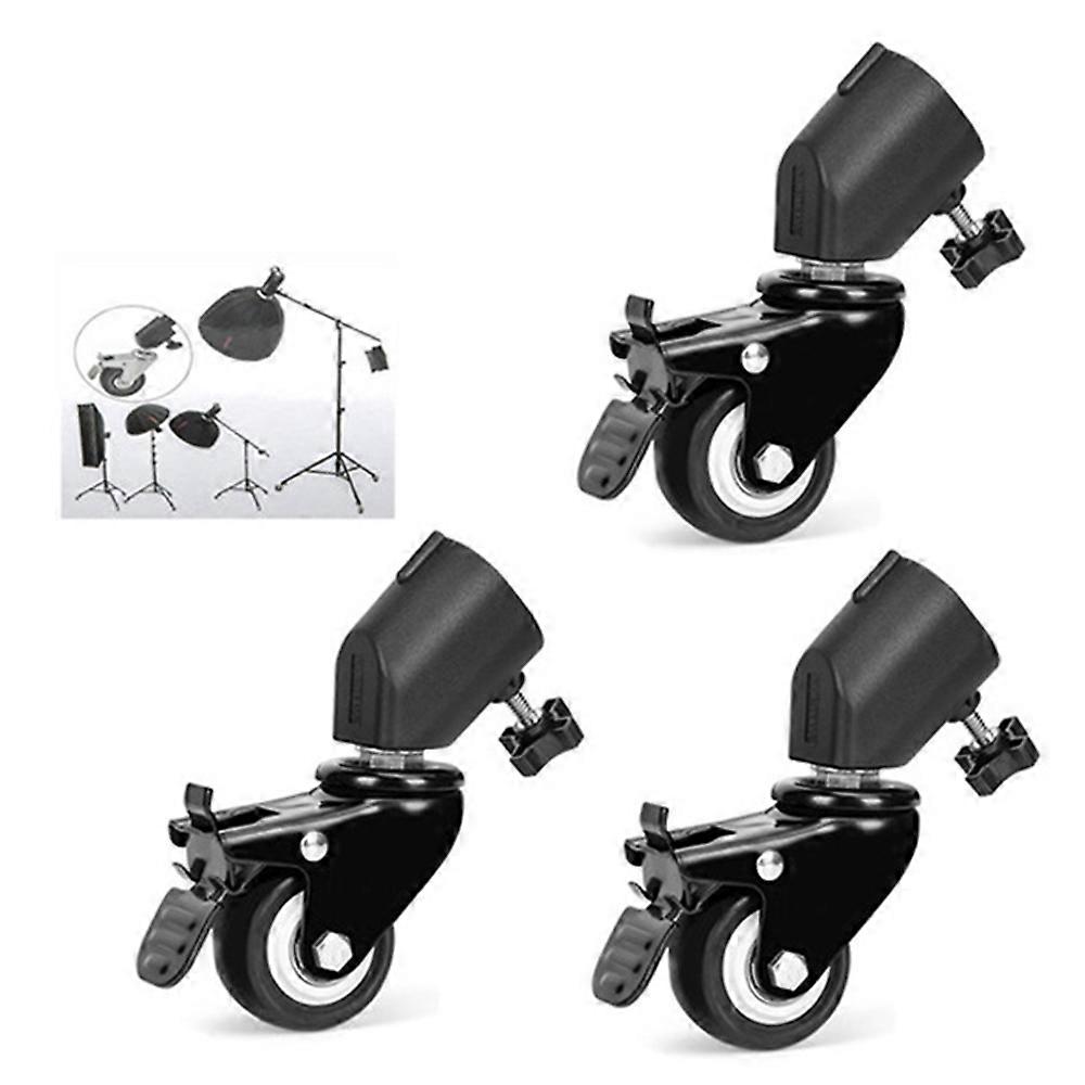 YUNTENG VCT-800 3Pcs Tripod Caster Wheels Studio Photography Light Stand Rollers