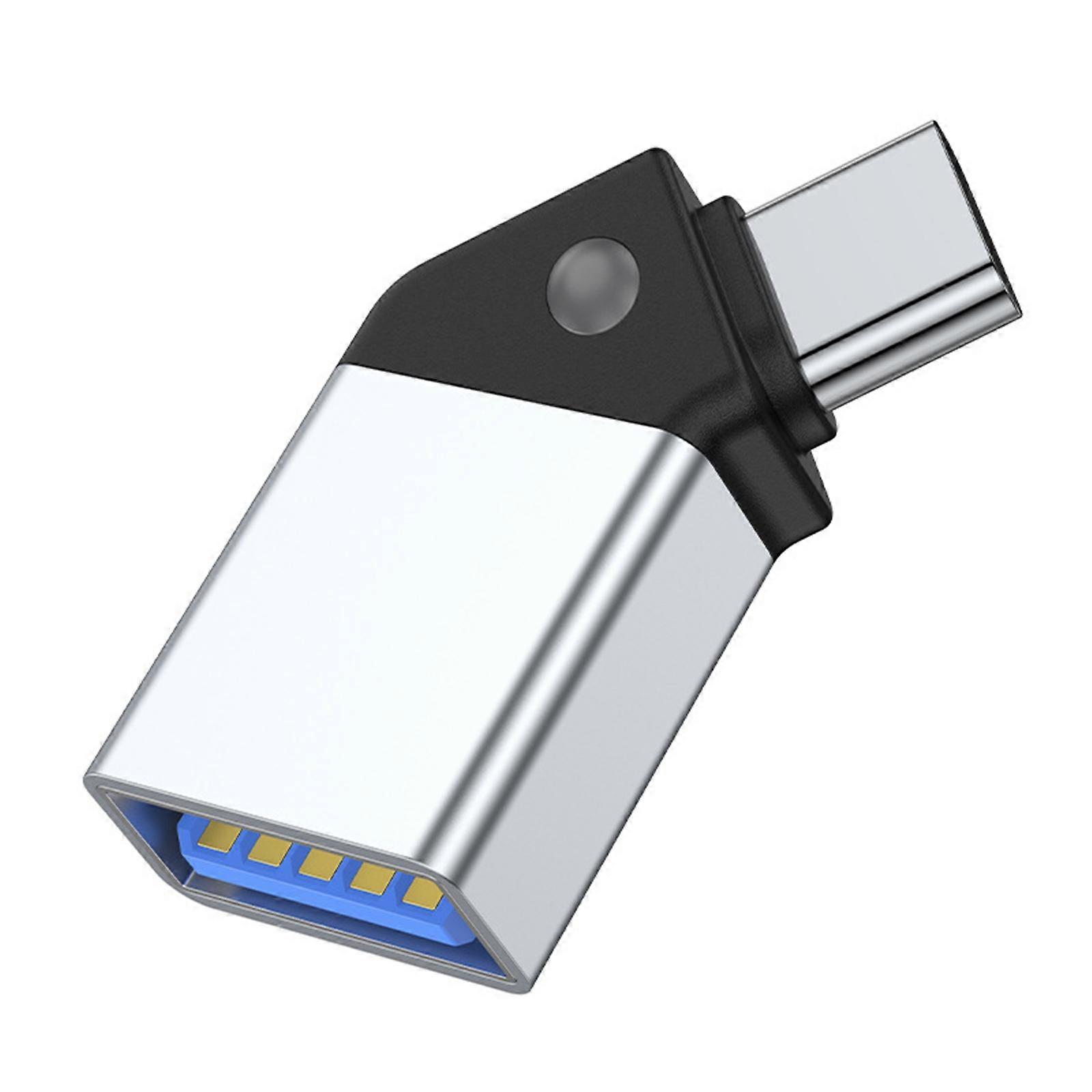 High Speed Type C to USB3.0 Adapter 45 Degree Converter Fast Data Connector for PC Laptop Tablets Mobile Phone Universal Silver