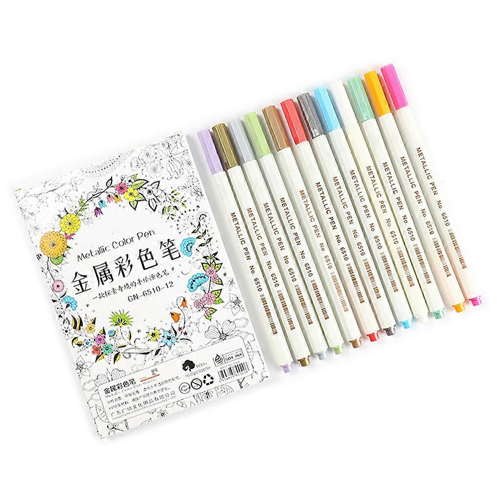 10/12/15/20/30 Colors Metallic Micron Pen Detailed Metal Paint Maker DIY Album Paper Drawing School Art Supplies