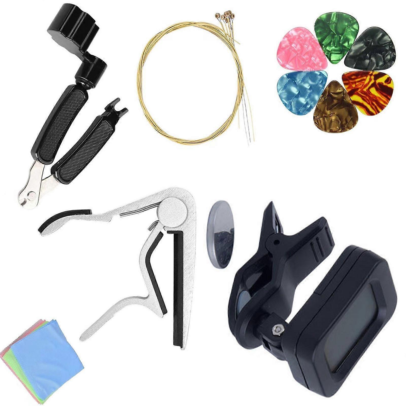 Set de instrumente pentru chitară de 14 piese Kit accesorii pentru chitară Bobină de coarde pentru bas