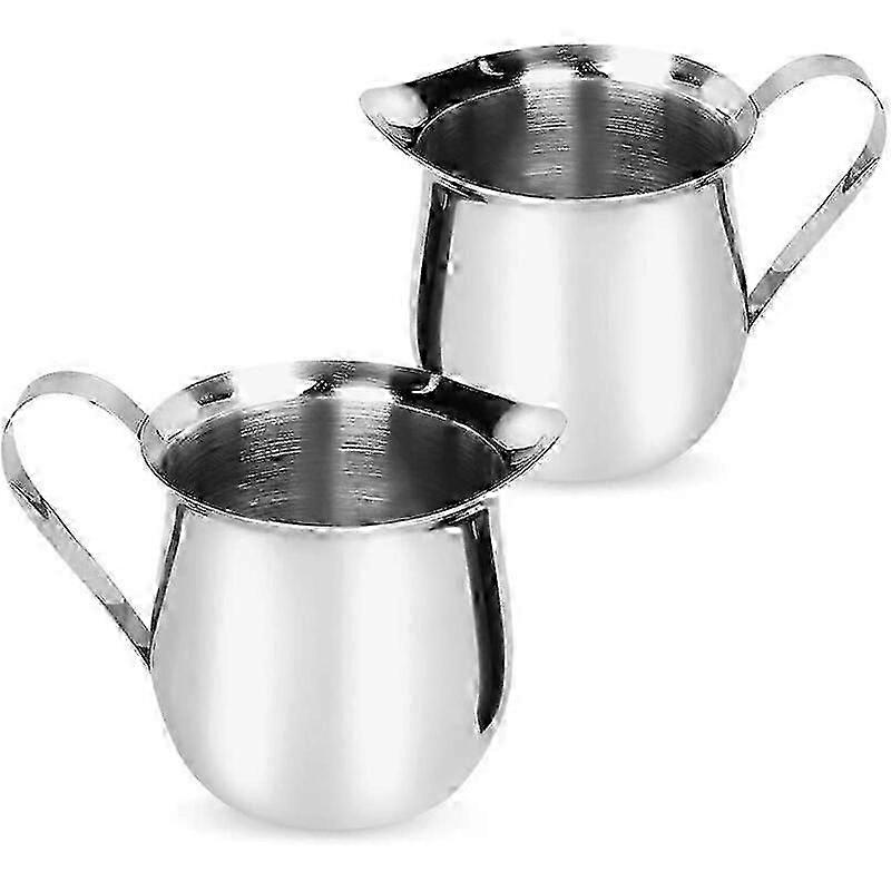 2 قطعة 60 مل إبريق حليب من الفولاذ المقاوم للصدأ أباريق صغيرة من إبريق الحليب الجميل لإنشاء باريستا كابتشينو إسبريسو صلصة كريم القهوة (60 مل)
