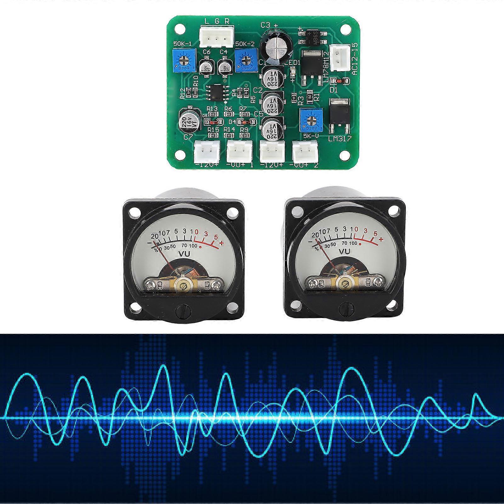 VU Meter Panel Kit 2PCS Warm Color Backlight Power Amplifier VU Meter with Driver Board 