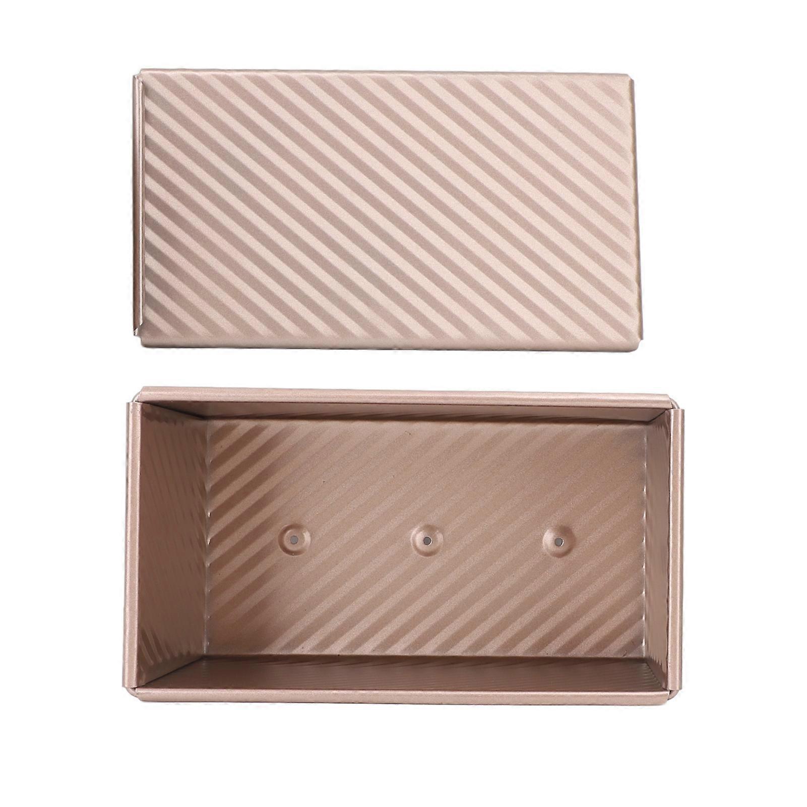 Loaf Pan Non Stick Bakeware for Baking Bread Carbon Steel Corrugated Bread Toast Box for Baking Bread Gold with Lid