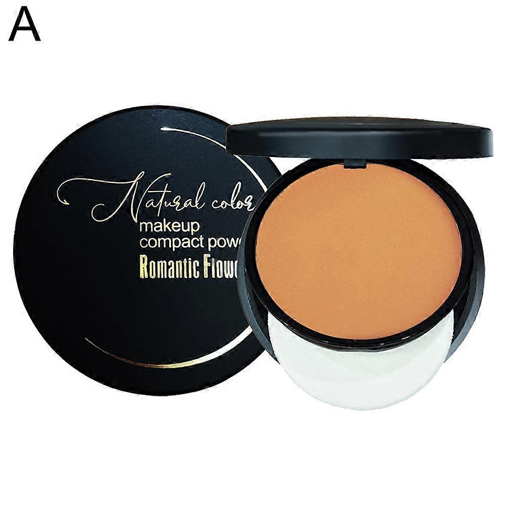 01 (A)$ 3-color Powder Compact Dark Color Waterproof Full Coverage Cosmetics Color Cosmetics Pressed Powder Natural with Powder Puff 10g
