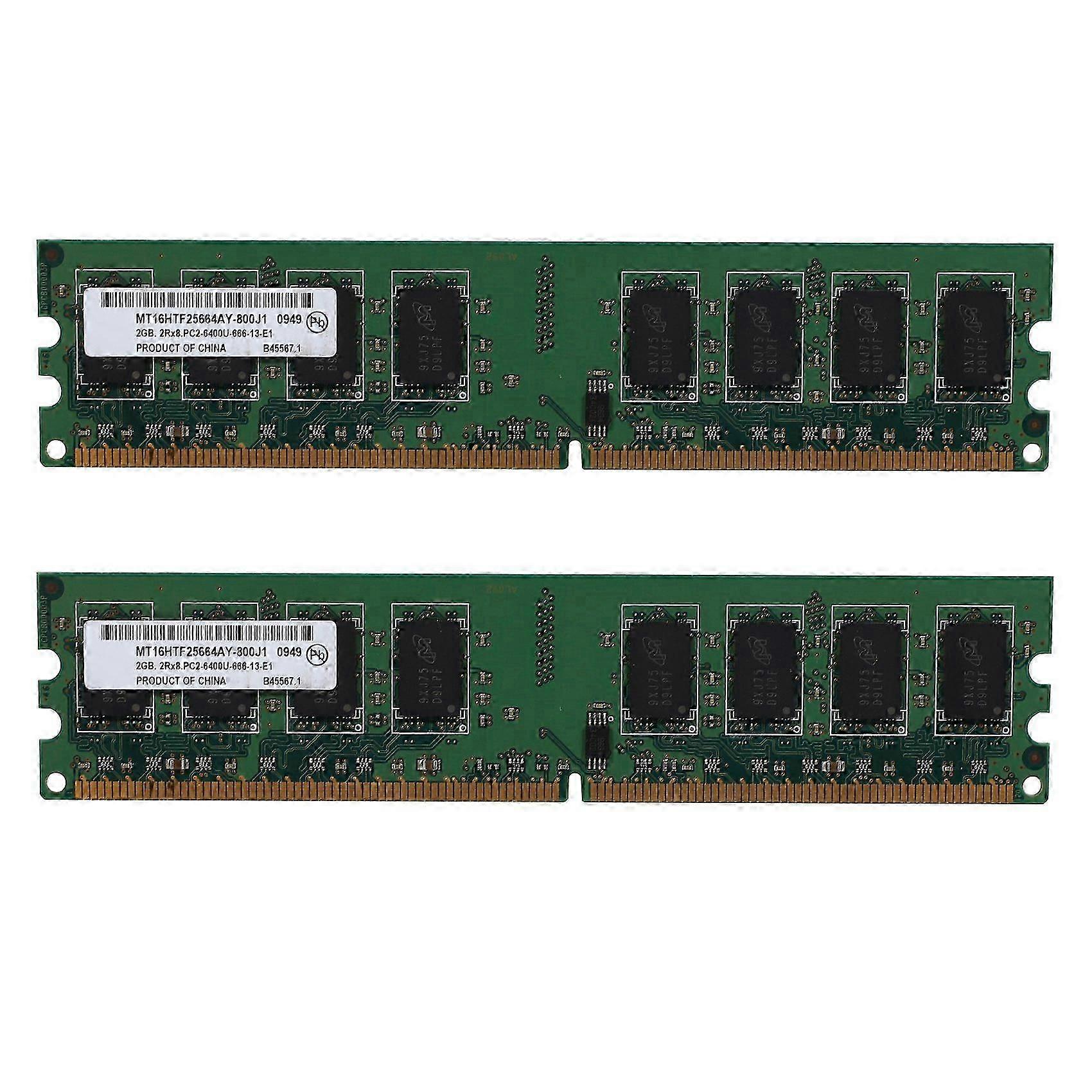 2X 2GB Desktop DDR2 RAM Memory 800MHz 2RX8 DIMM PC2-6400U High Performance for Intel AMD Motherboar