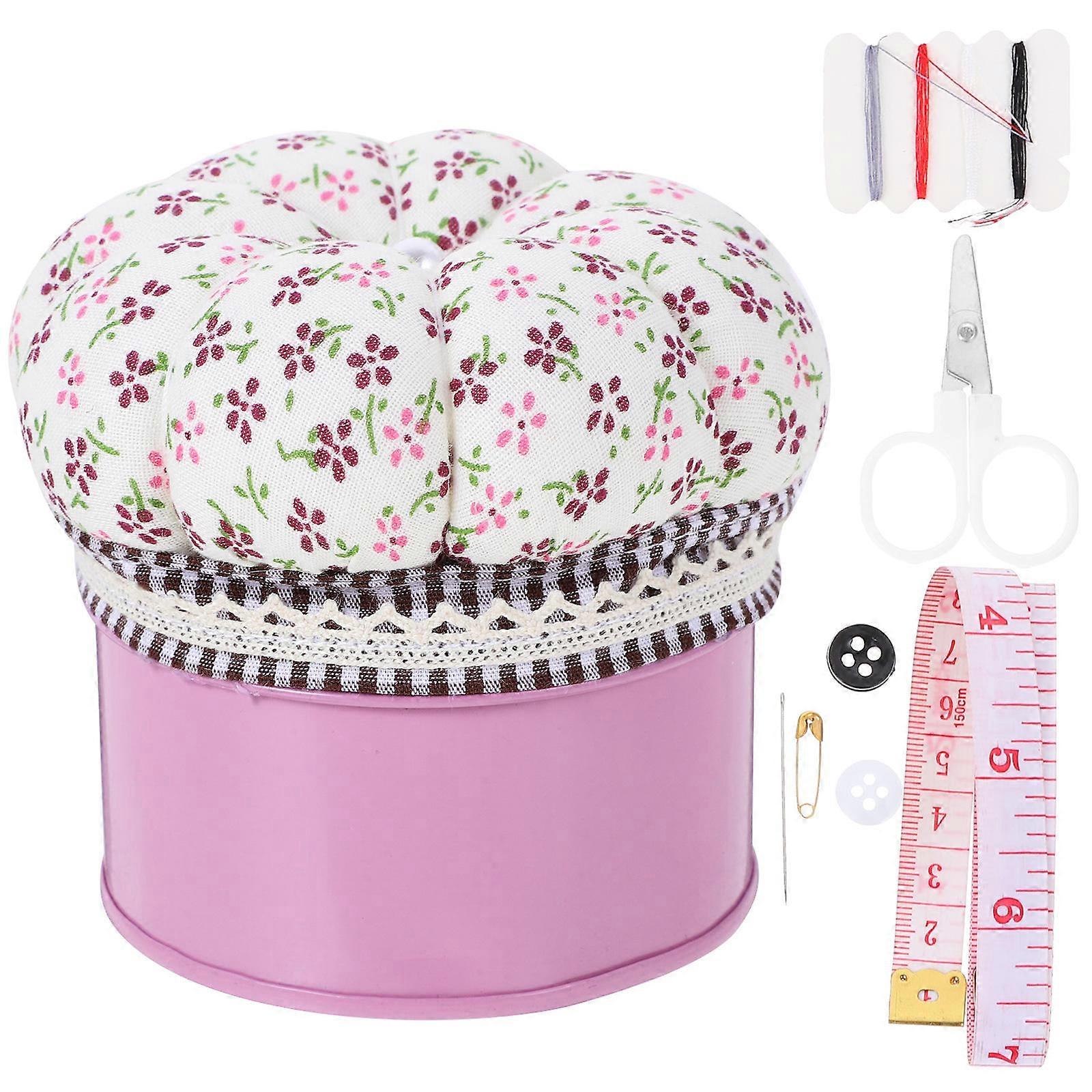 Rural Pumpkin Tinplate Storage Box Portable Needlework Can Needle Thread Storage Container (Without Needle Thread Accessory, Style)