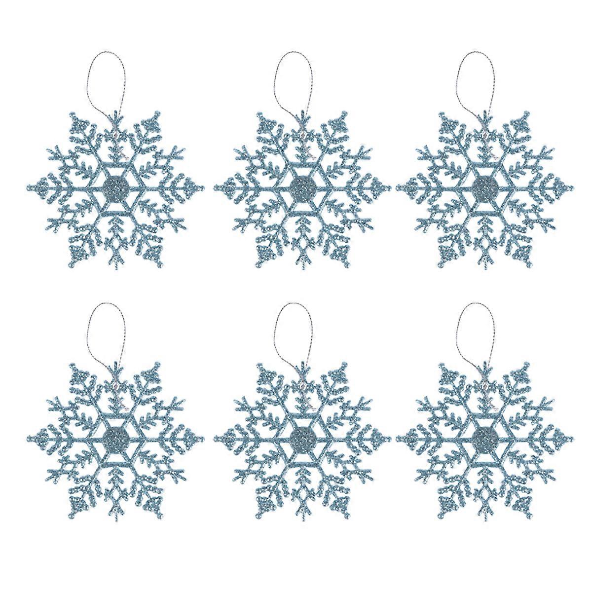 6pcs Fashion Snowflake Adornment Creative Snowflakes Ornaments for Christmas Tree Light Blue