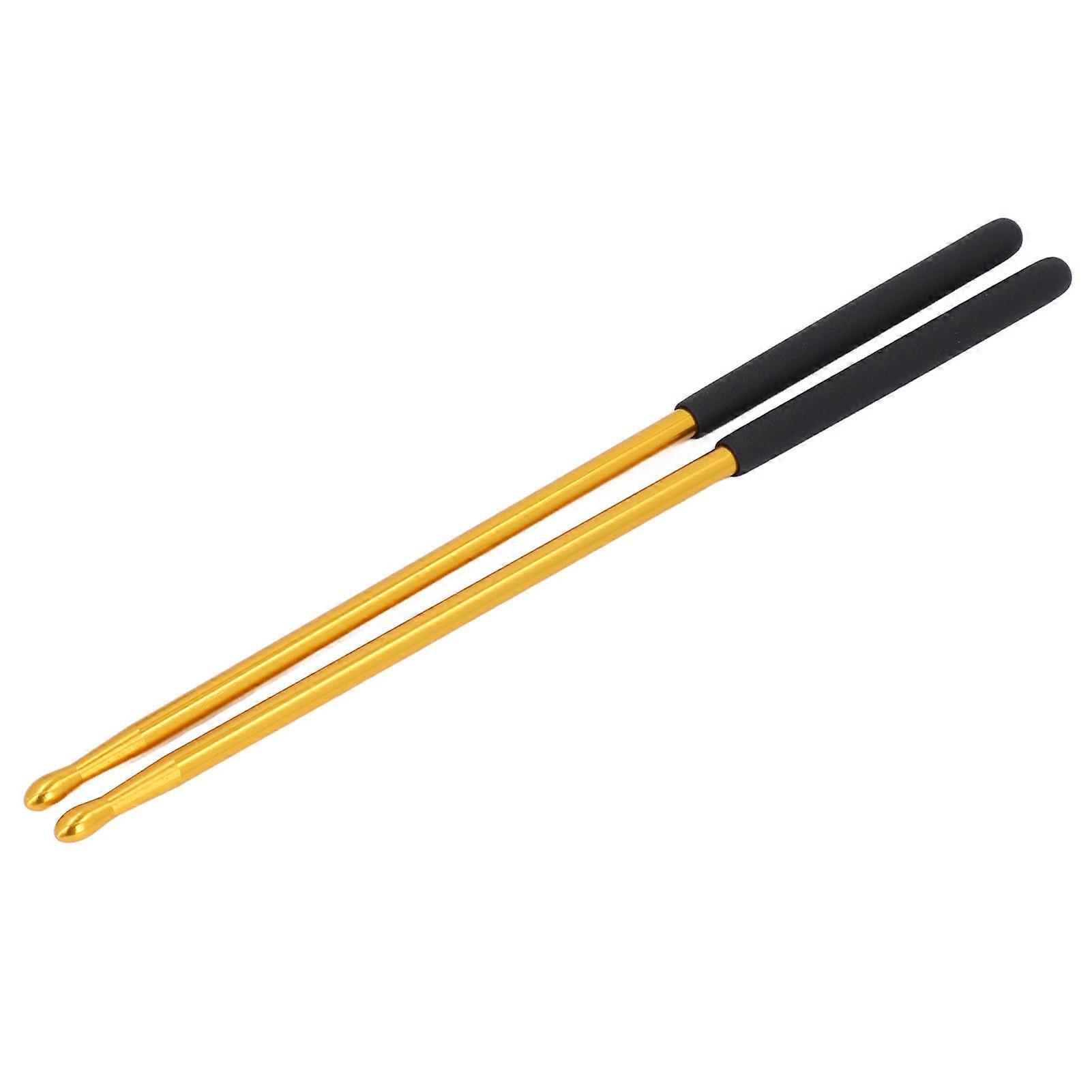 1 Pair Aluminum Alloy Drumsticks Solid Metal Non Slip Comfortable Handle 5A Drum Sticks for Exercise Practice 