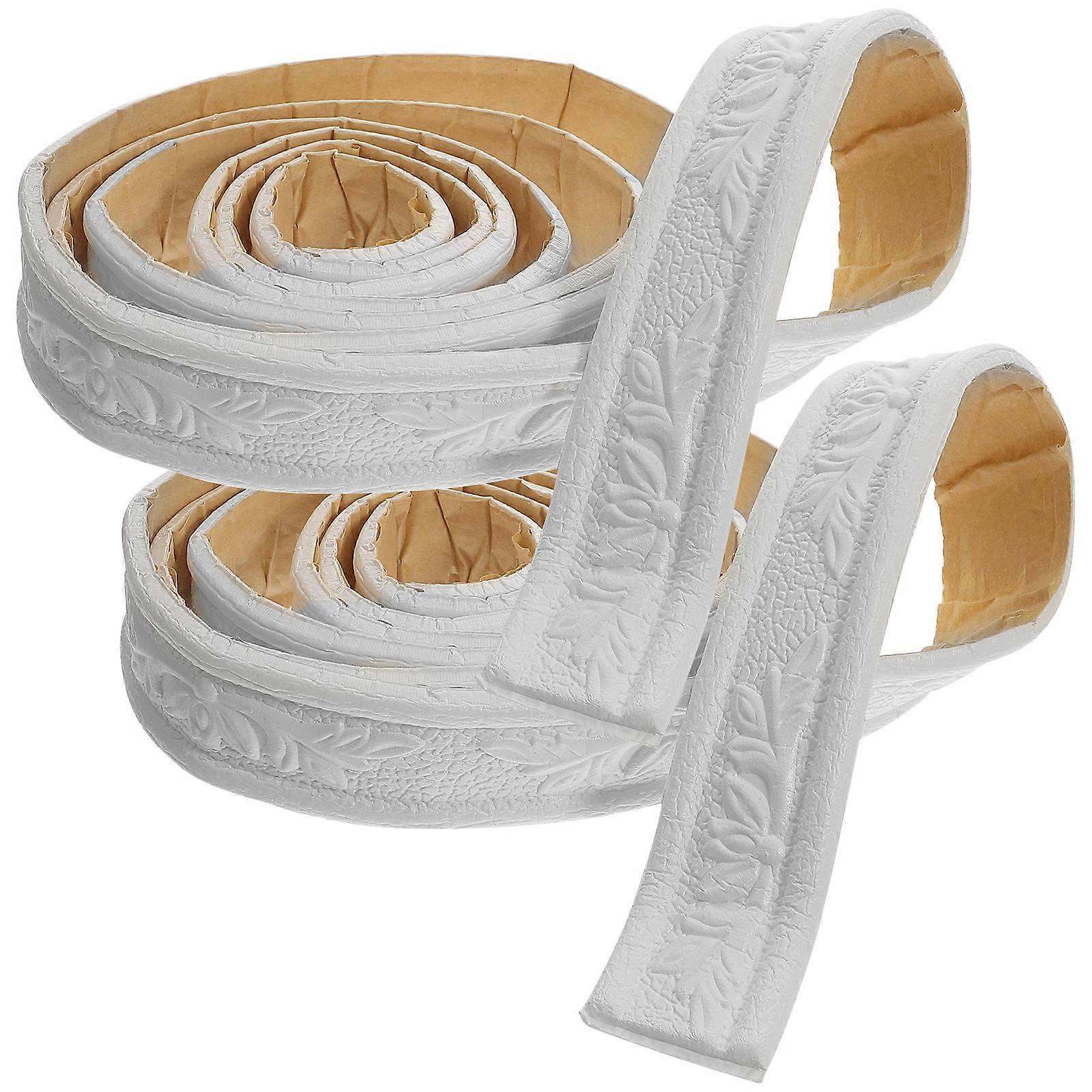 2 Roll Baseboard Floor Tape 3D Adhesive Wall Stickers Caulking Strip Self Adhesive Ceiling Molding Trim Edging Strip for Wall Floor Gap Cover