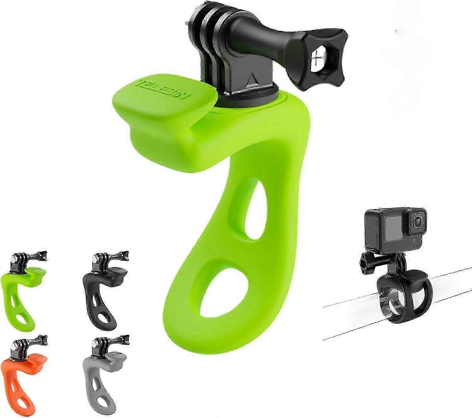 Flexible Silicone Camera Strap Mount for GoPro DJI Insta360 - Green