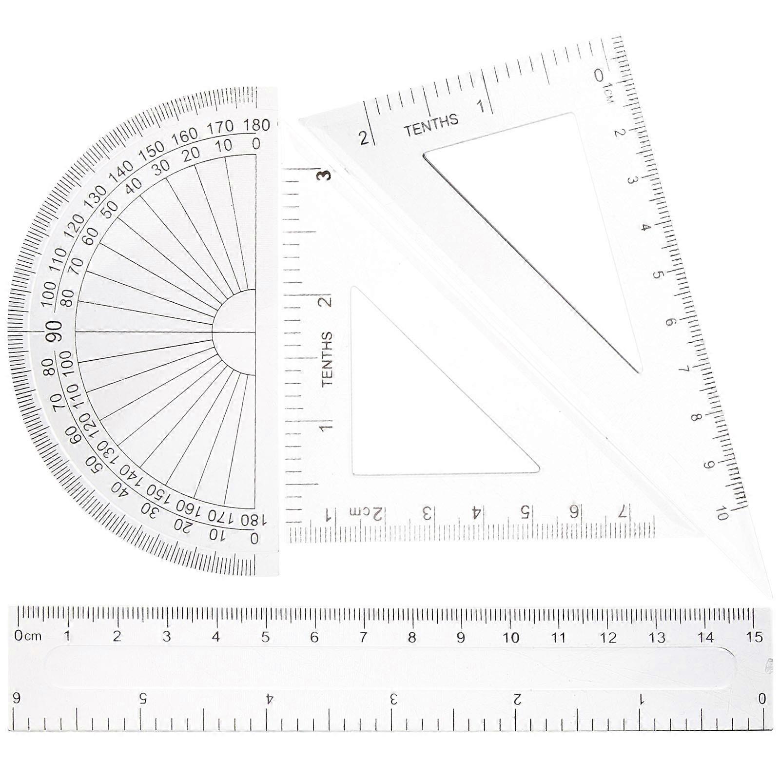 Clear Ruler Set Plastic Geometry Ruler Architectural Design Engineers 4Pcs