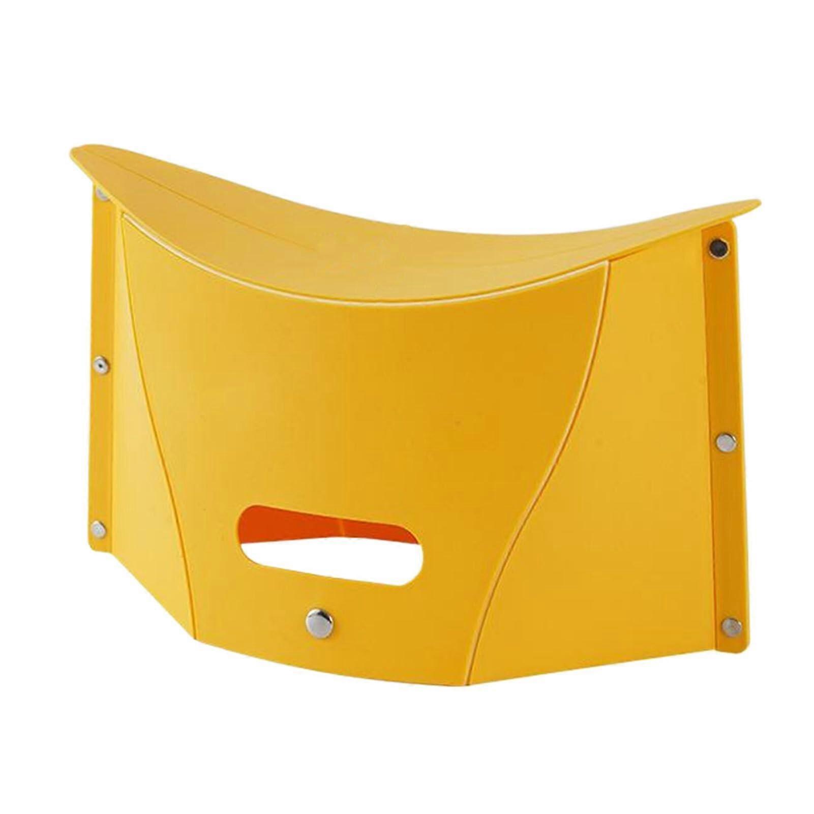 Sturdy Plastic Folding Stool for Fishing and Beach Trips, Portable ABS Design, Easy to Store, Yellow Color