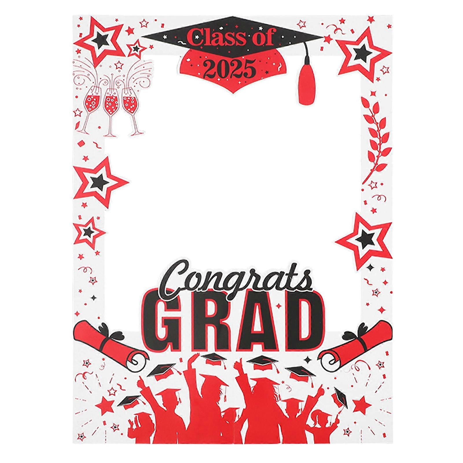 Graduation Party Supplies Paper Photo Frame Props 2025 Graduation Selfie Frame Red Decorative Props Rectangular 1Set