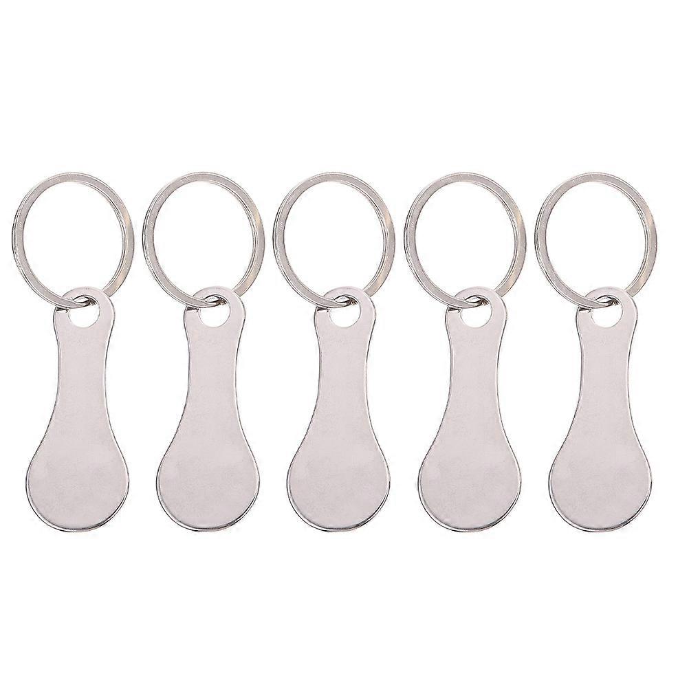 Shopping Cart Token Keychain With 5Pcs Metal Trolley Tokens For Frequent Shoppers In Silver Color For Daily Use