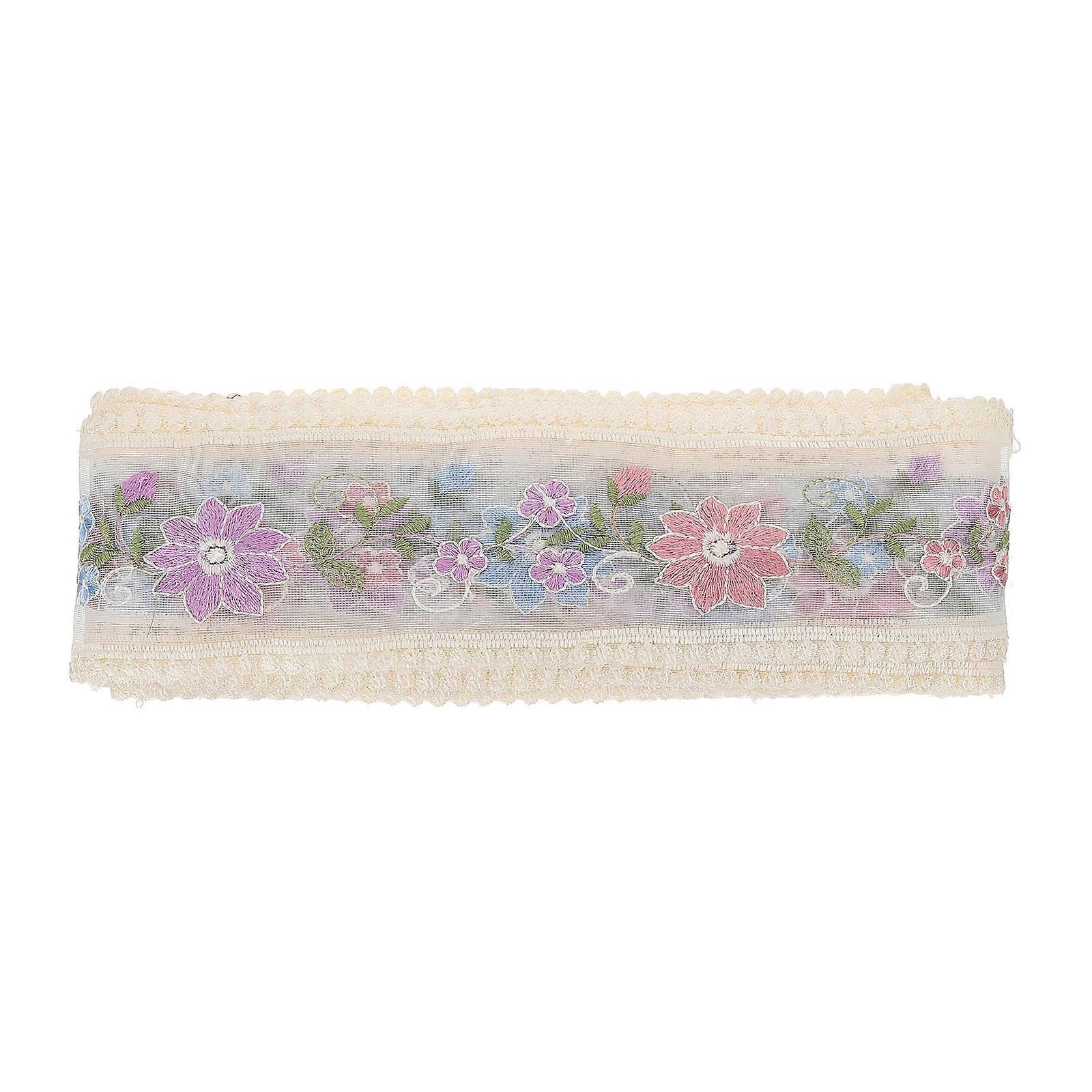 Embroidered Lace Ribbon Decorative Sewing Trim Light Yellow 900cm Length 9cm Width Polyester For Apparel Handicraft Projects 1Pc