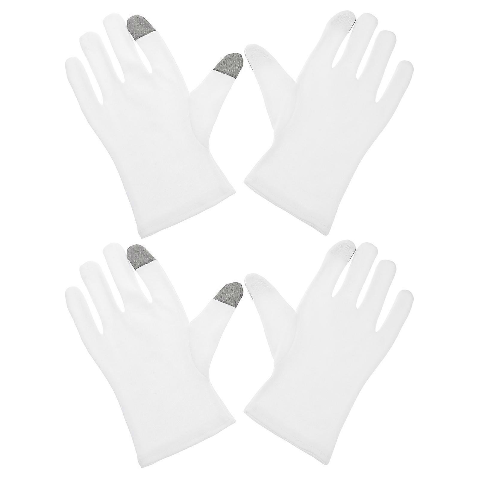Cotton Sleeping Gloves 2 Pairs with Touchscreen Function Soft & Comfortable Night Gloves for Men and Women with Moisturizing Hand Lotion for Skin Care