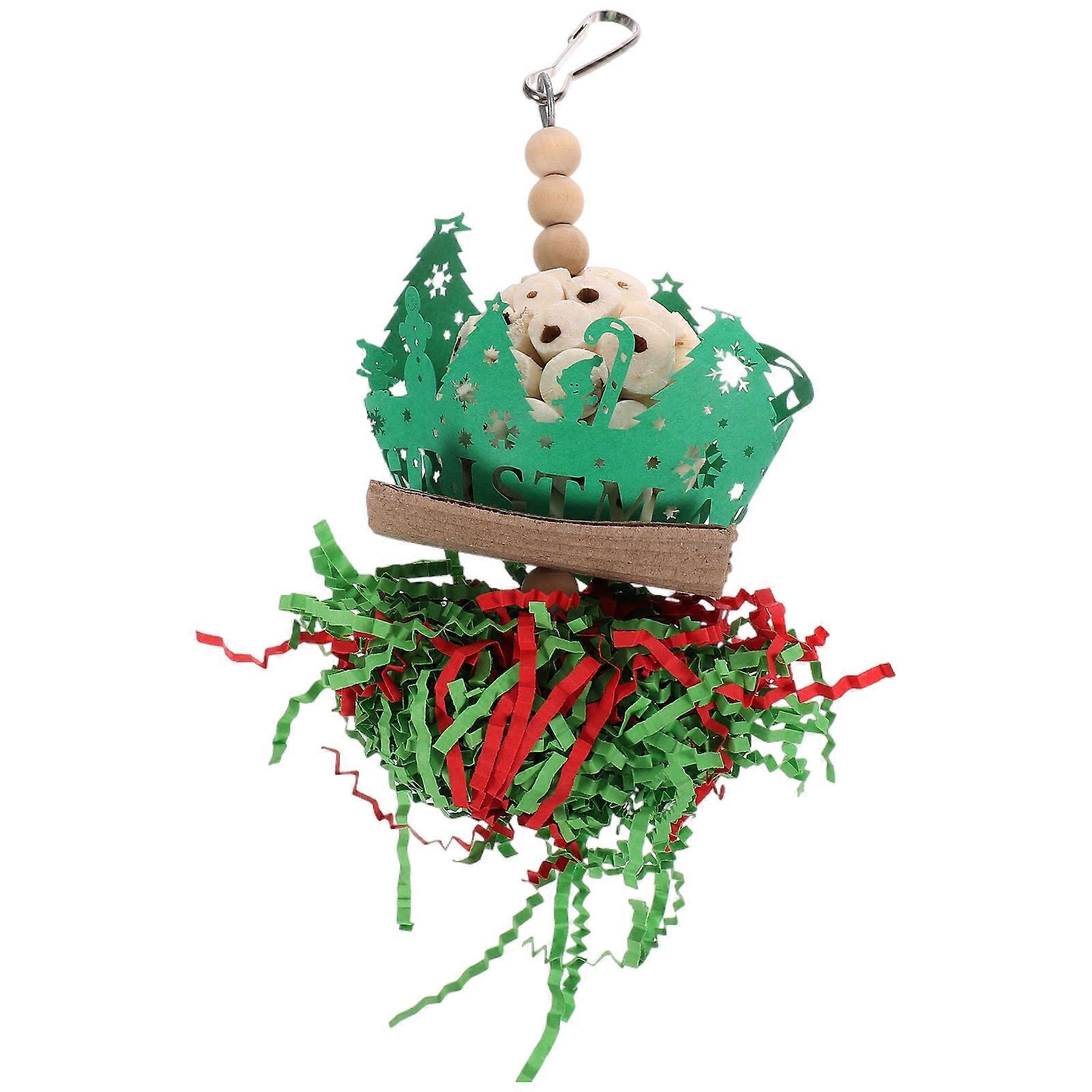 Bird Swing Chewing Toys Parrot Toy Pet Toy Christmas Daily Use Green 9x6x20cm Entertainment 1 Set