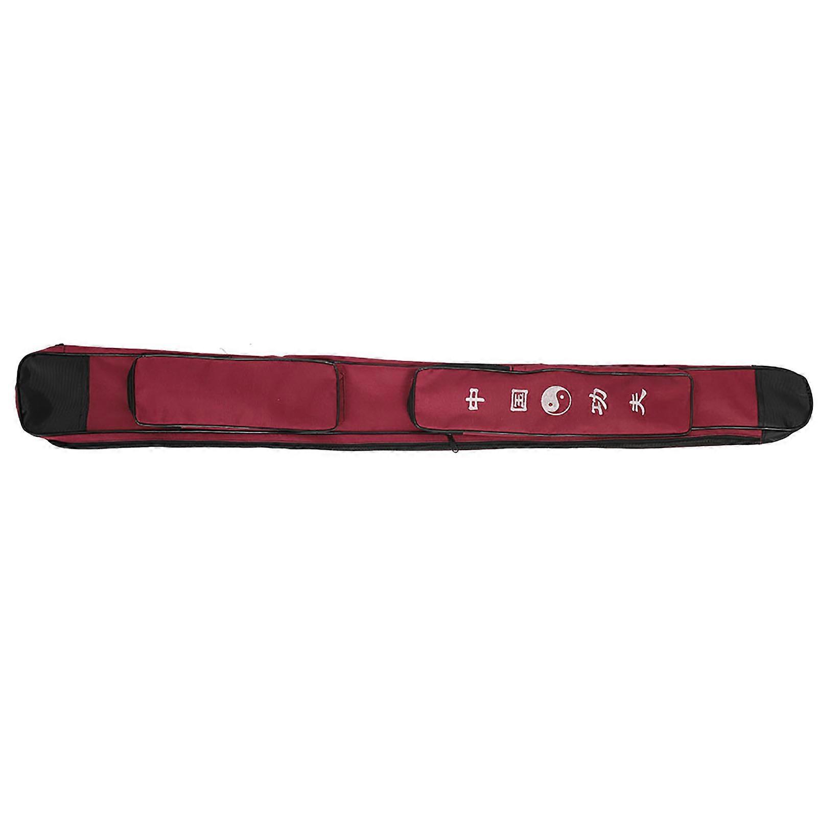 Chinese Martial Arts Thick Canvas Single layer Sword Multifunction Shoulder Carry Bag(Dark Red)