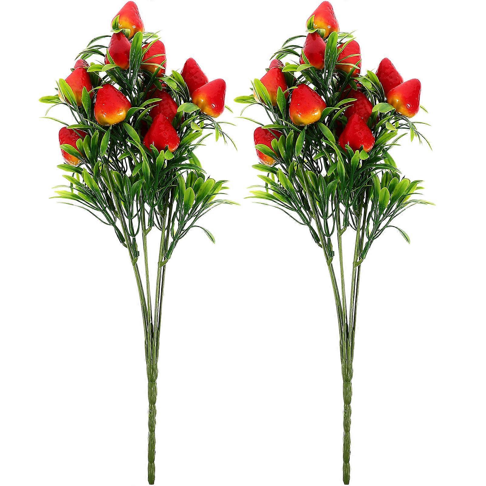 Strawberry Flowers Fake Realistic Simulation for Households 27.00X21.00X0.90CM 2Pcs