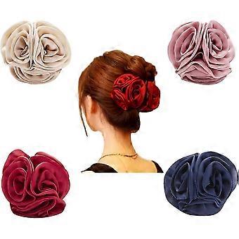 Ensemble de 4 pices de grands accessoires pour cheveux en mousseline de soie papillon rose, pinces  cheveux en mtal, pingles  mchoires, cheveux b-M