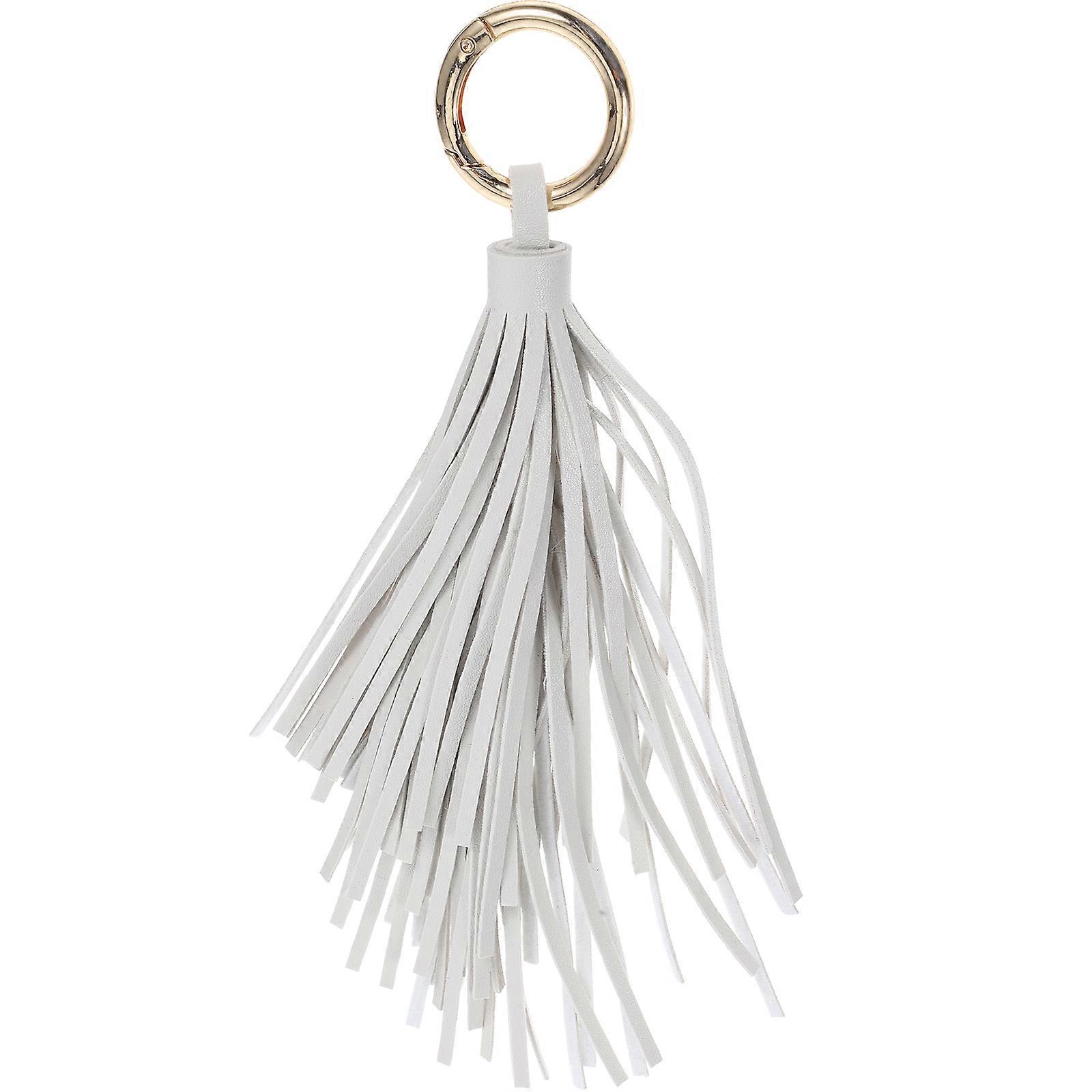 Purse Charm White Tassel Keychain for Bag Versatile Decor Accessory