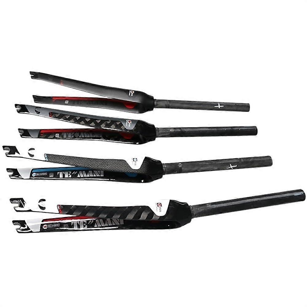 Bicycle Fork Full Carbon Road Bike Fork 1 Piece Track Fixed Gear Compatible Gloss Gray Red Hard Fork