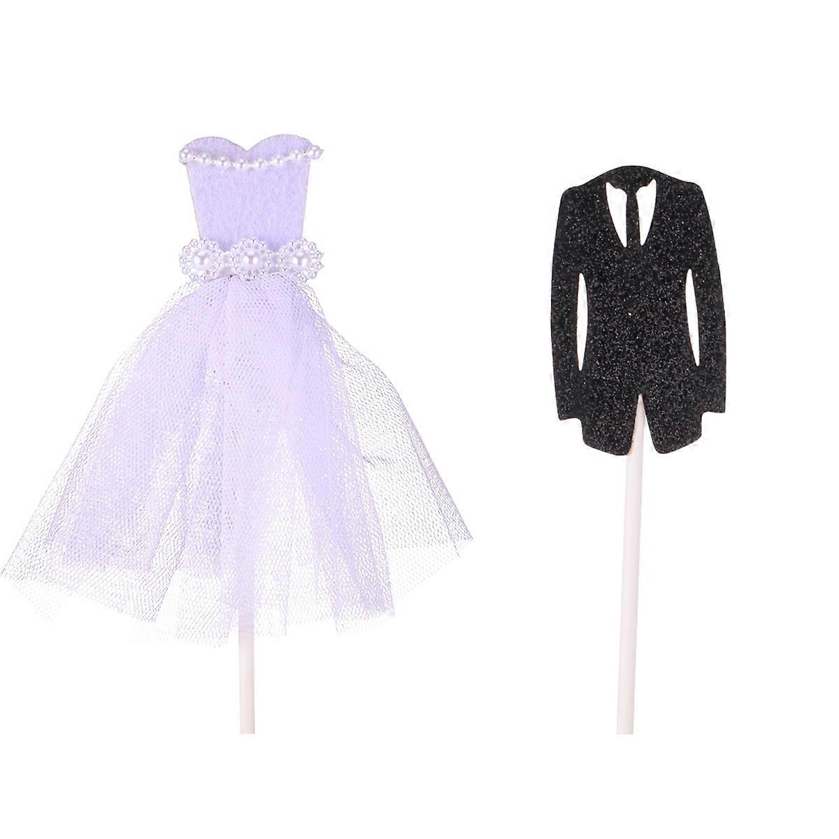 Cake Toppers For Wedding Bride And Groom Set Assorted Color Satin Material 5Set