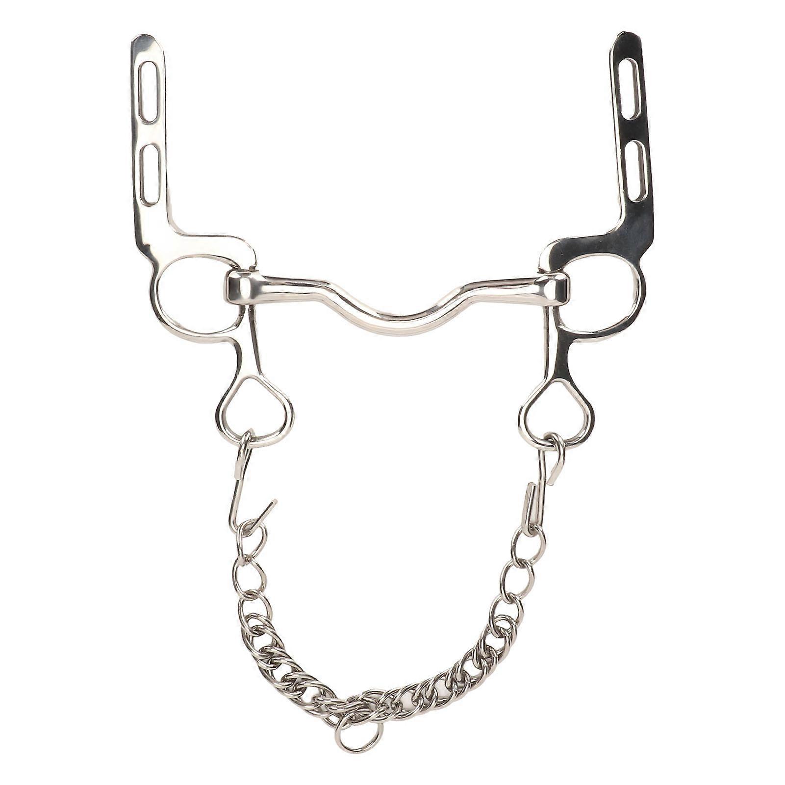 Horse Mouth Bit Stainless Steel Rustproof Easy to Control Horse Bit Roller with Hook and Chain for Horse Farm