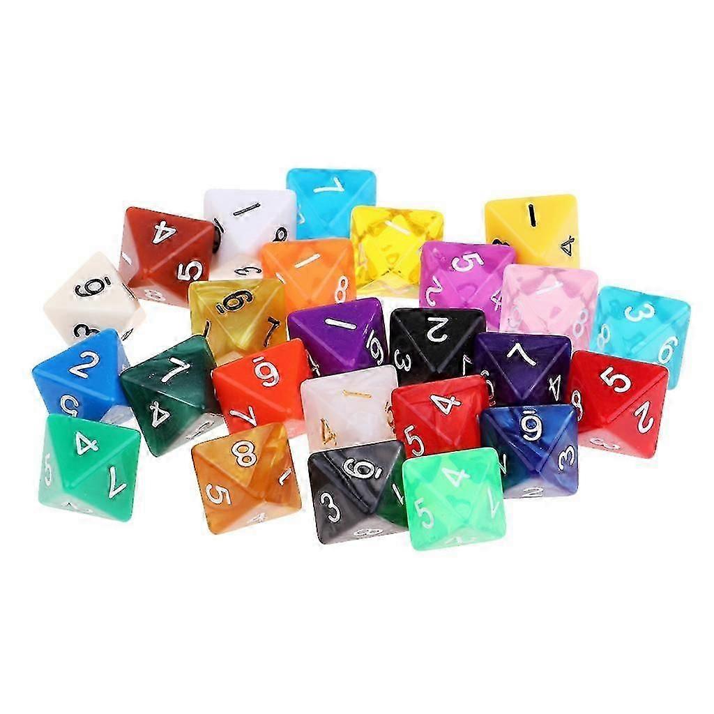 25Pcs Polyhedral Acrylic Dice d8 8-Sided for TRPG Table Games Gift