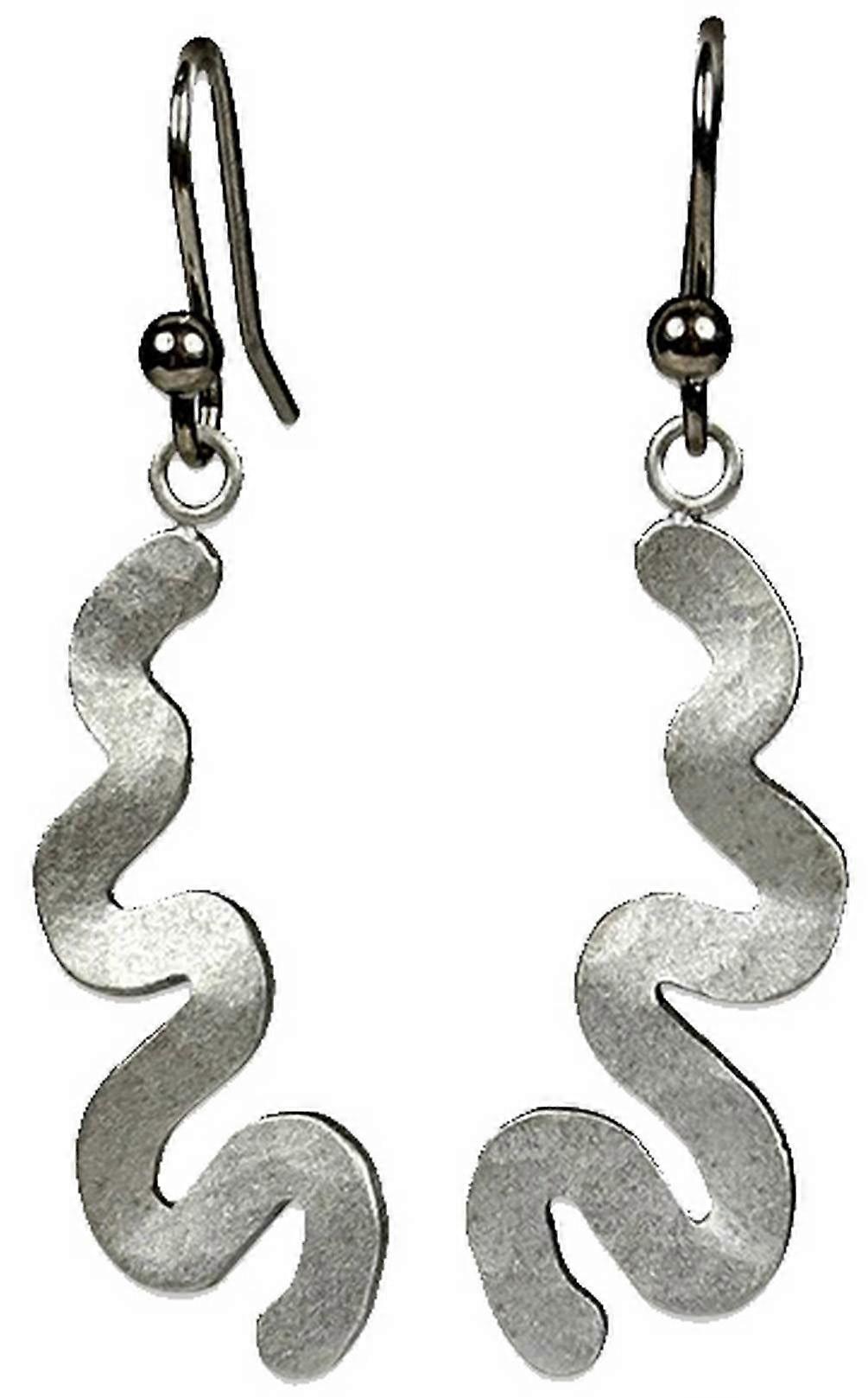 Ti2 Titanium Squiggle Drop Earrings - Natural Silver