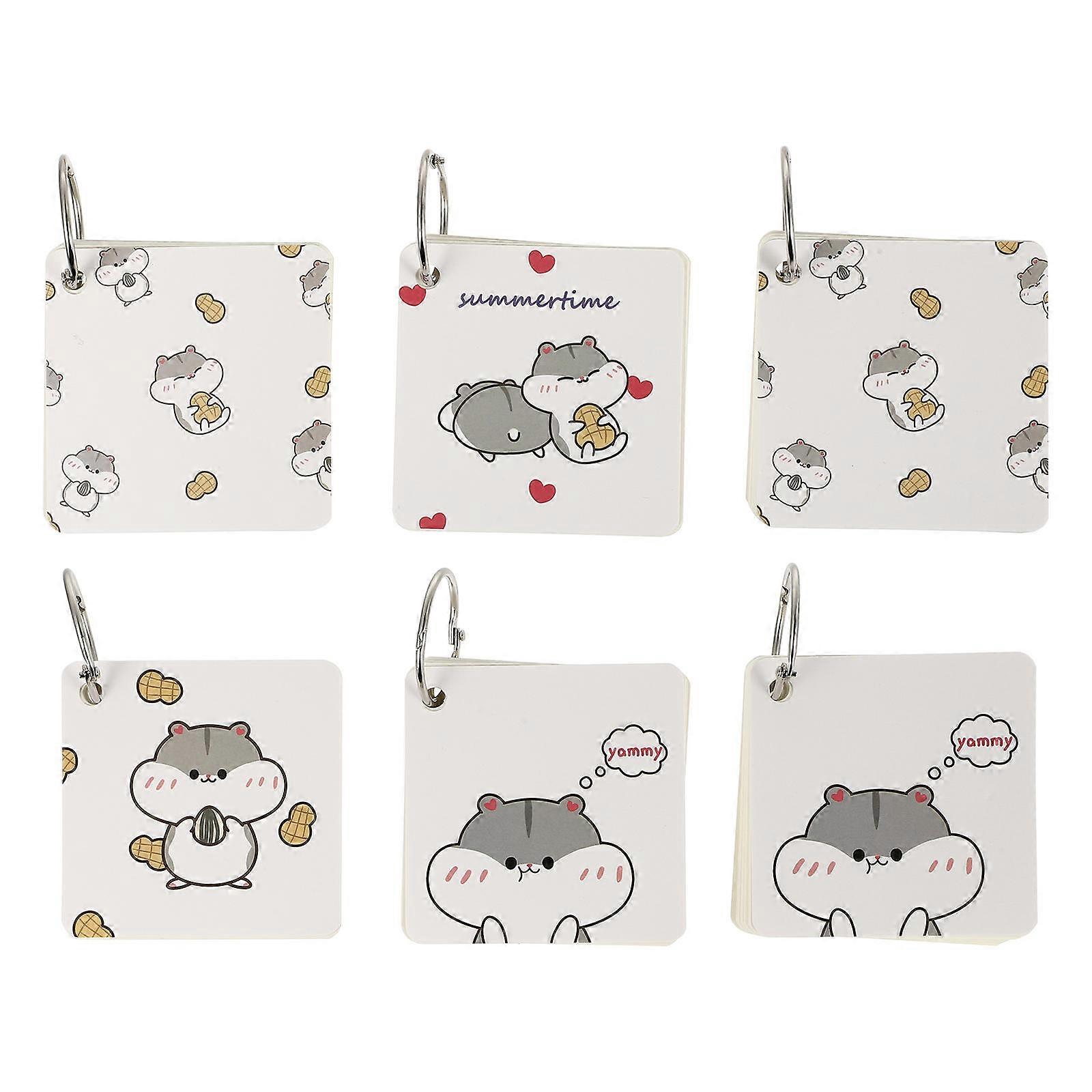 Small Notepad Vocabulary Cards Round Hole for Ring Binding Daily Use 6Pcs