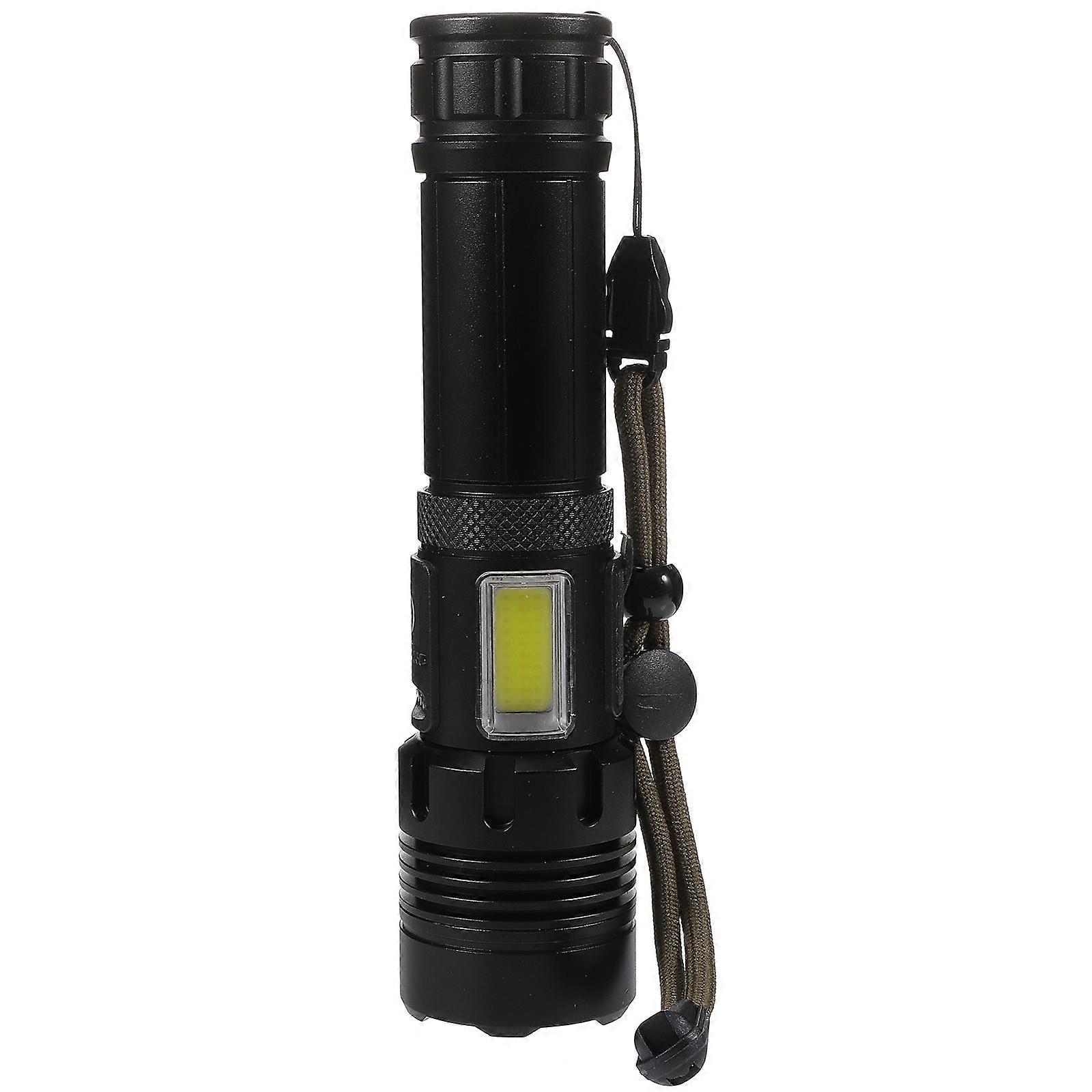 Rechargeable Telescopic Zoom Flashlight Portable Outdoor Torch with Type C Cable Durable Compact Handheld Light for Camping Hiking Emergency