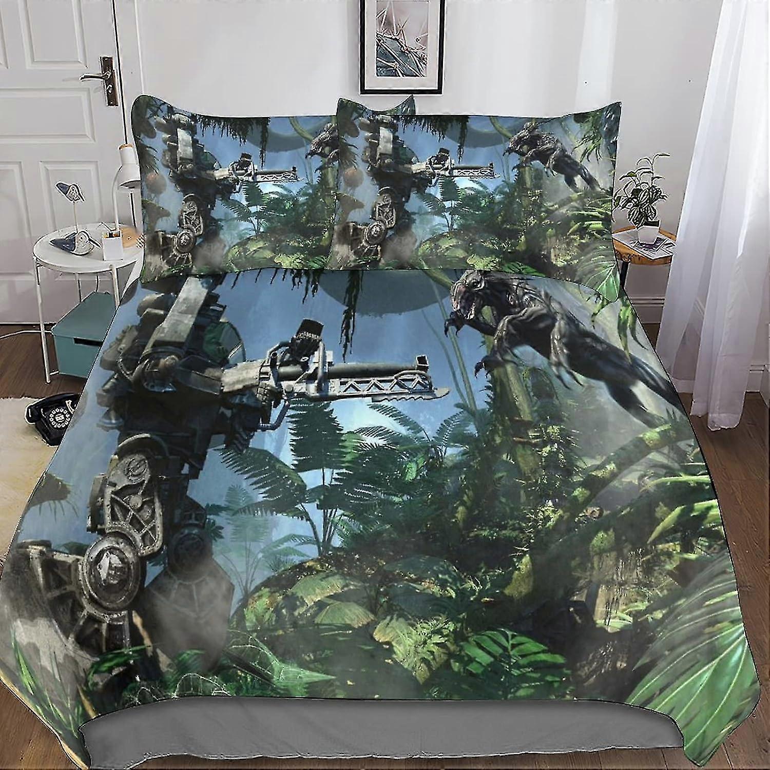 3D Printed Bed Kit with Science Fiction Film Design, Soft Microfibre, 3 Piece Duvet Cover Set, 2 Pillowcases, Hidden Zip