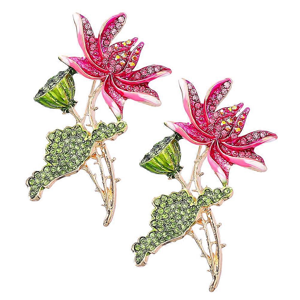 Alloy Lotus Brooch Pin for Decoration 2Pcs Shape Lapel Pins